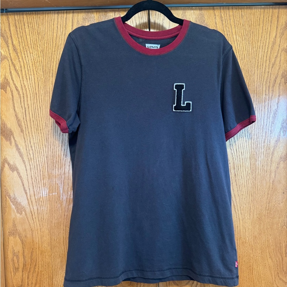 Levi’s Retro Ringer Tee with Varsity "L" Patch - Size M